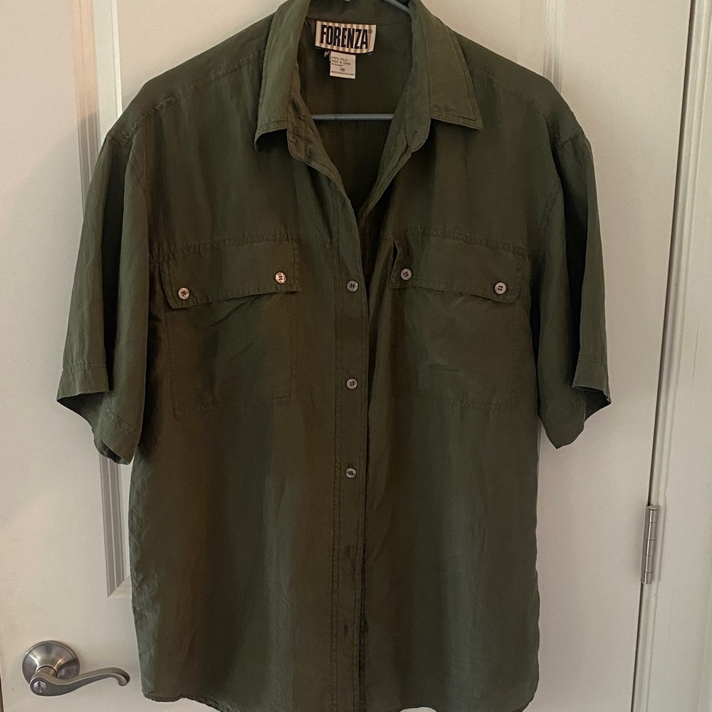 Vintage Forenza Olive Short-Sleeve Button Front Shirt